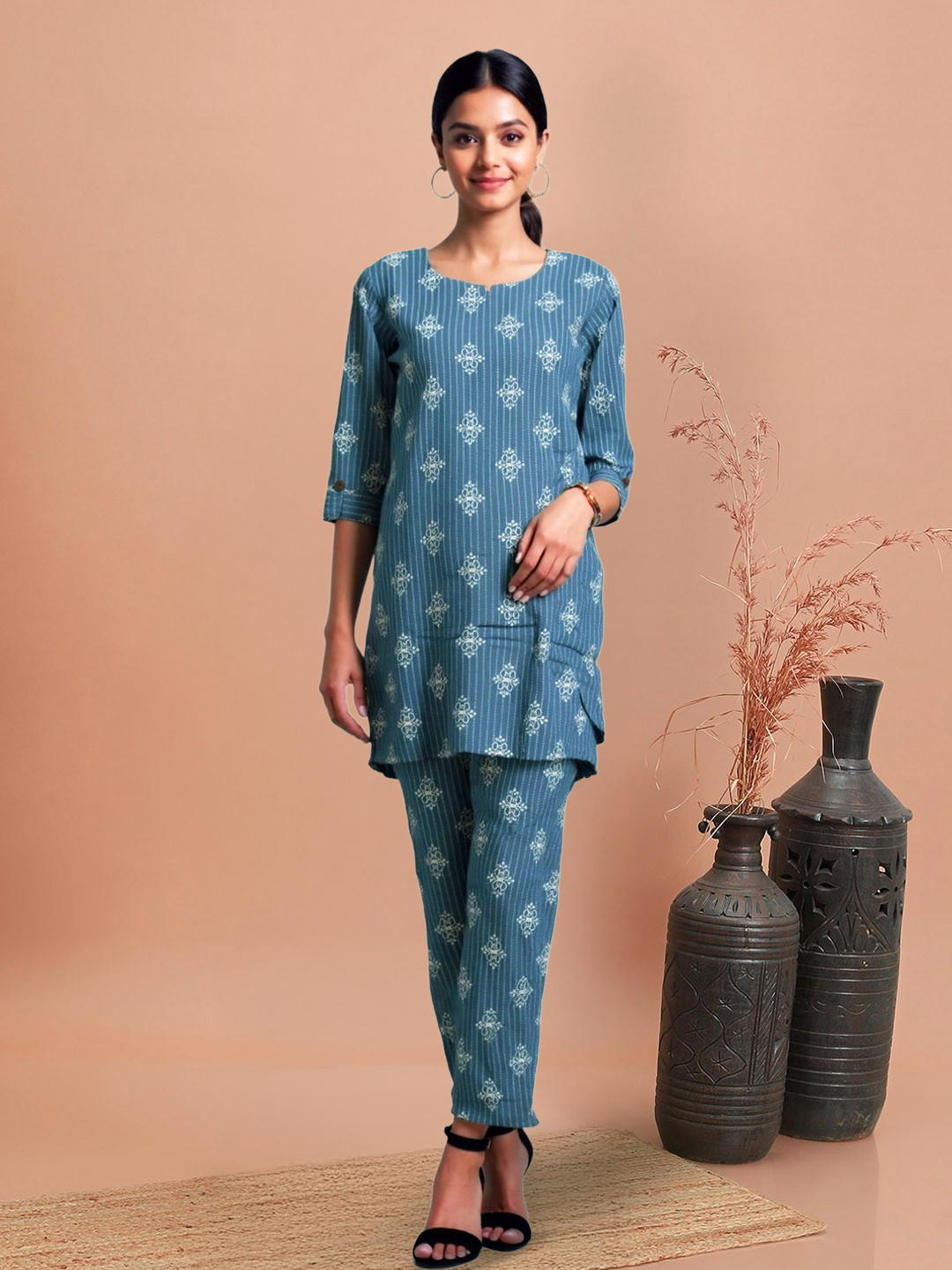 Picture of Serene Elegance Printed Top with Palazzo Set